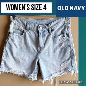 Old Navy Womens Jean Shorts Slouchy Straight High Rise Denim Cammy Light Denim 4